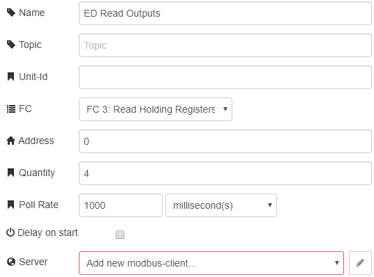 Modbus Read node configuration